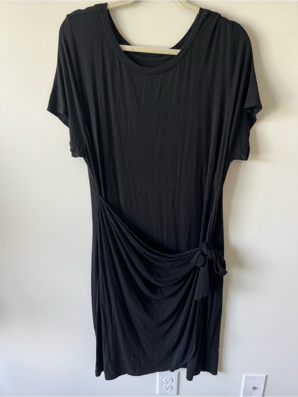 LOFT Beach Black Short Sleeve Side-Tie Mini Dress